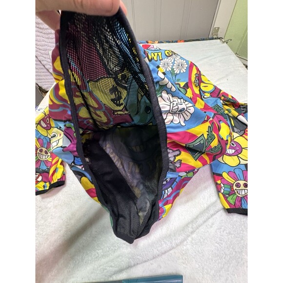 Reason Brand Half Zip Anorak Bright Flower Power Mesh Lined Windbreaker M - Picture 11 of 12